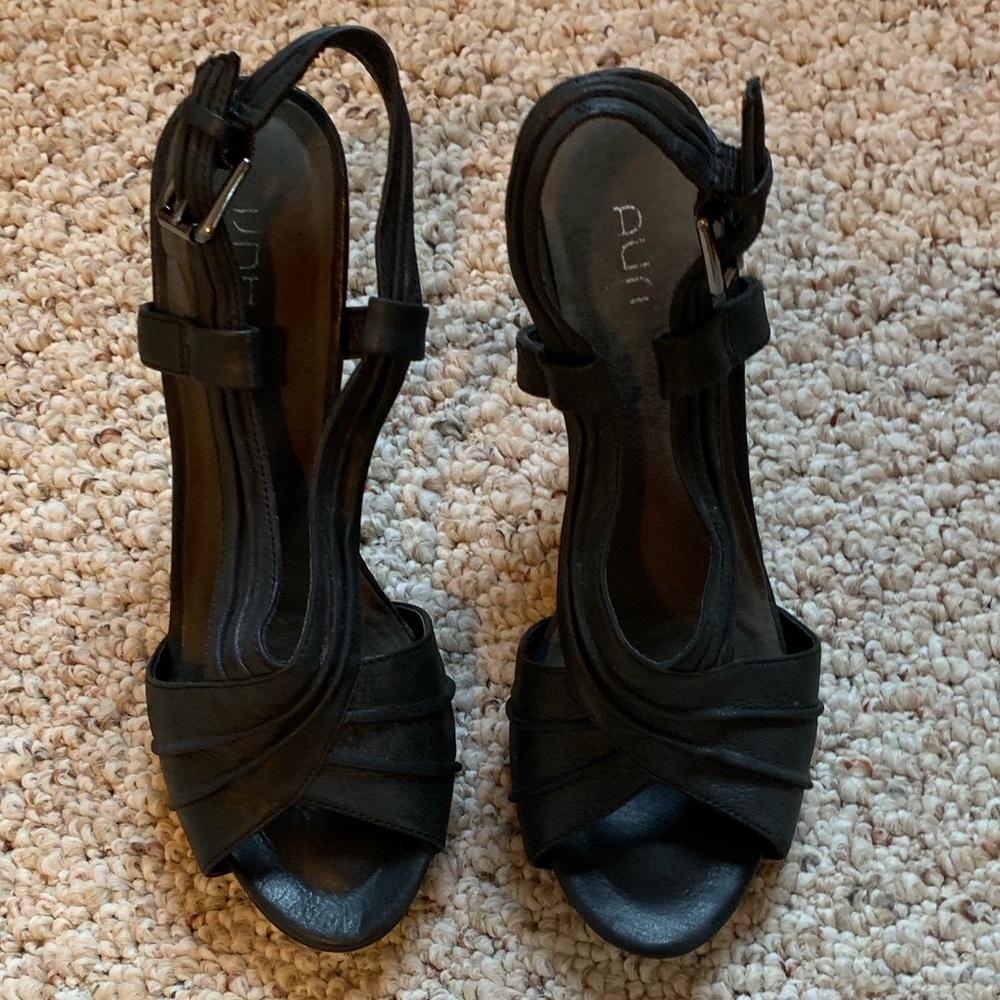 Black open toe high heels